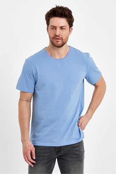 VENA Μπλουζάκι Ken Crew Neck Regular Fit Basic - Μπλε του ουρανού