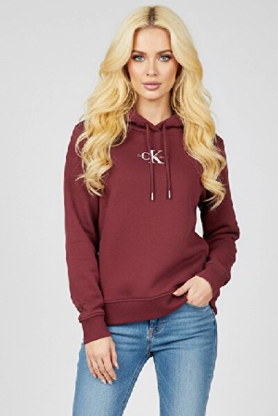 Calvin Klein Jeans Bordo Kadın Marka Logolu Sweatshirt ZM0ZM02994XCD