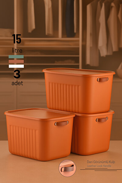 hemlife Decorative Storage Box 3 Pieces Kitchen Bathroom Organizer Large Size Box with Lid