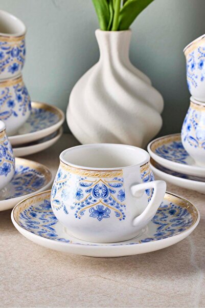 Perotti Mavibahçe 6 Kişilik Porselen Kahve Fincanı Takımı