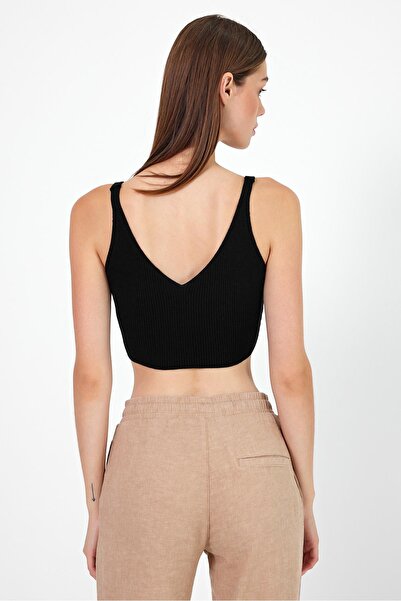 VENA Clara Crop Knit Top-Black