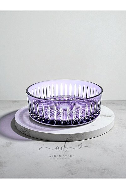 Akden Kristal Crystal Cutting Decor Handworked Colorful Glass Bowl