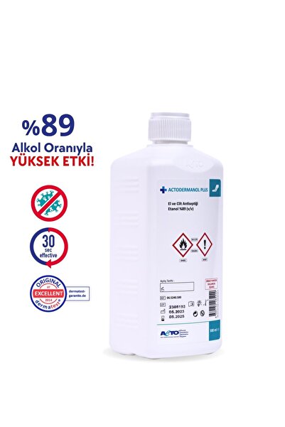 Actodermanol ® Plus 500 ml | El Ve Cilt Antiseptiği %89 (V/V) Etanol