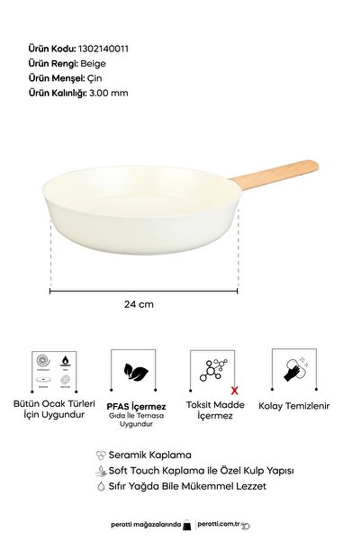 Perotti Danish Cook Beige Induction Pan 24 cm