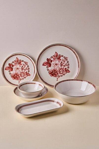 Perotti Danish Altın yaldızlı Stoneware Yemek Takımı 27 Parça 6 Kişilik Yemek Seti