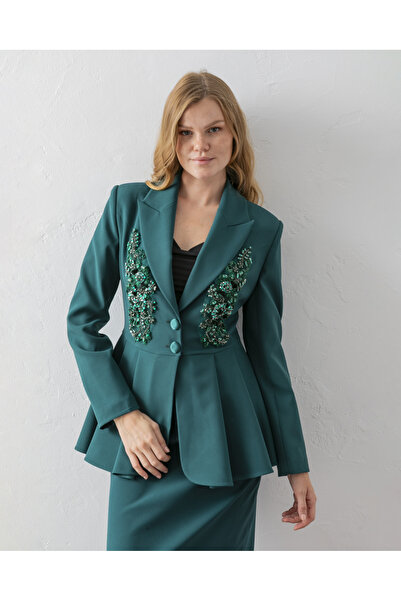 VUNTAL Hand Embroidered Volanli Blazer and Skirt Two-Piece Set