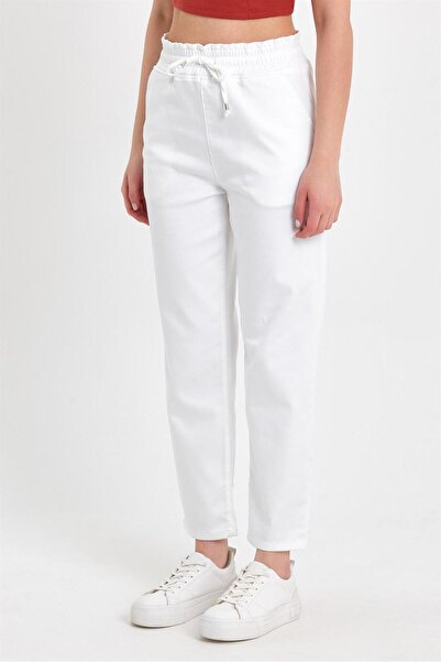 VENA Marla High Waist Slouchy Παντελόνι - Λευκό