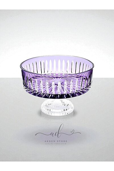 Akden Kristal Crystal Cutting Decor Handworked Colorful Glass Bowl