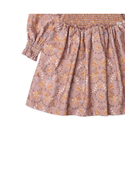 Gingersnaps Girls' Floral Print Dress with Ruffles on Chest and Sleeves