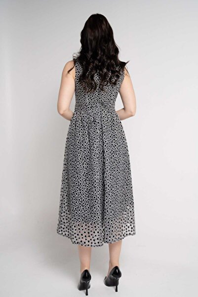 Nichii Women's Midi Floral Pleated Dress with Waist Detail