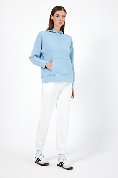 VENA Women's Regular Fit Basic Sweatpants with Elasticated Cuffs - Ivory