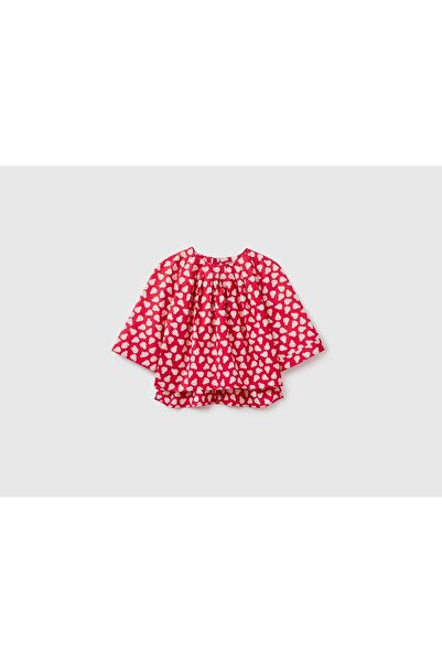 United Colors of Benetton Red Women's Blouse with Pear Print