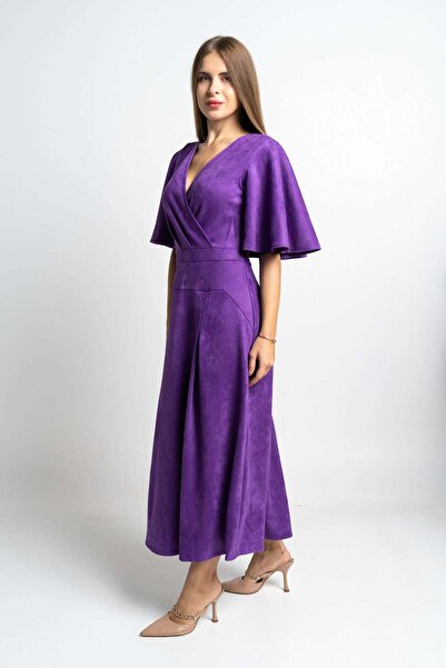 Nichii Wide Short Sleeve Midi Dress with Butterfly Sleeves
