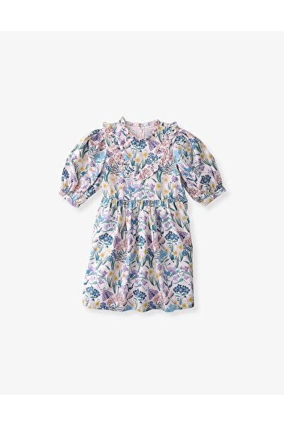 Gingersnaps Girls' Short Sleeve Floral Dress with Ruffles