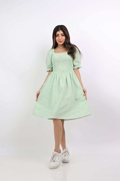 mica فستان قصير ناعم فضفاض مع كشكشة قصيرة