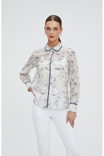Nichii Women's Floral Button-Down Long Sleeve Shirt