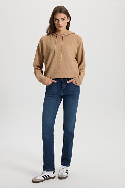 VENA Angelica Kapüşonlu Regular Fit Triko Kazak-Bej