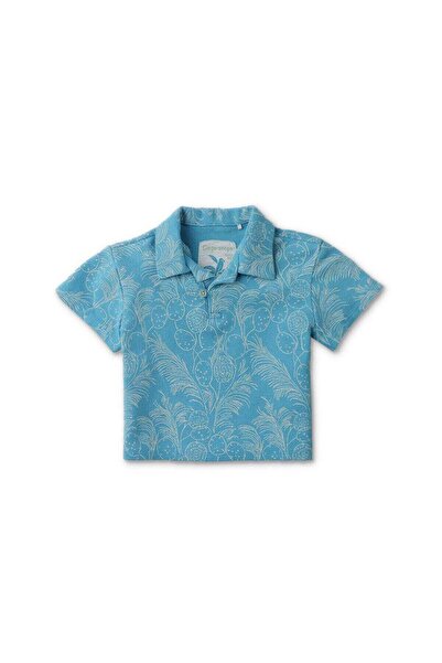 Gingersnaps Boys' Short Sleeve Blue Polo T-Shirt with Pattern for Infants
