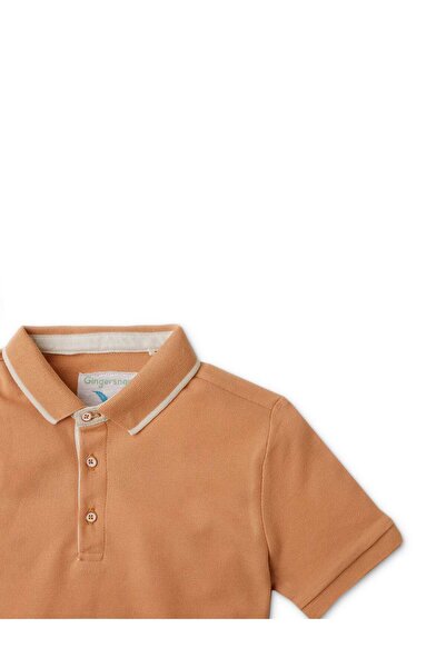 Gingersnaps Boys' Brown Plain Polo Shirt with Front Buttons and Collar