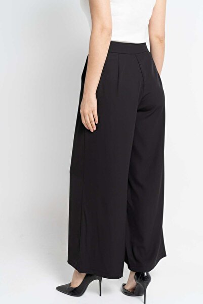 Nichii Women's Wide Leg Plain Long Trousers with Buttons