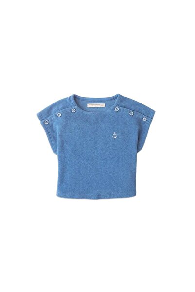 Gingersnaps بلوزة سادة بأزرار على الكتف للبنات الصغيرات