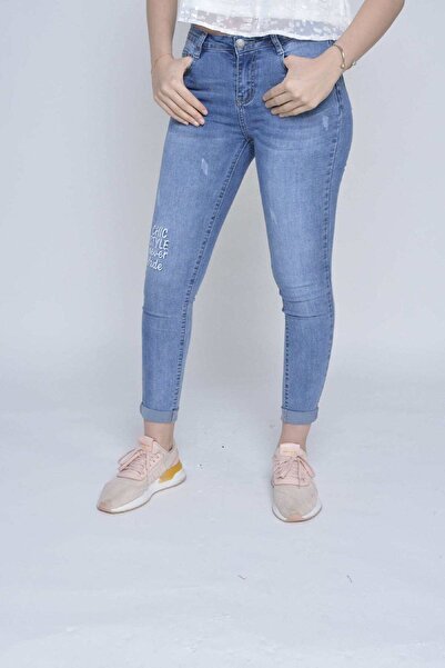 mica Skinny Jeans with Light Knee Print