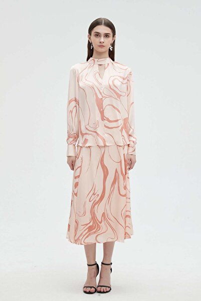 mica Women's Long Sleeve Blouse with Neckline and Chest Opening