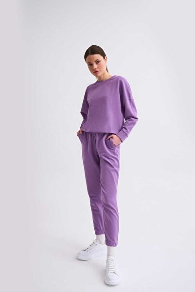 THERECOLOR Фіолетові жіночі спортивні штани з двома кишенями, органічна тканина, прямий крій