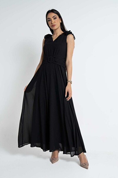 Nichii Women's Sleeveless Maxi Dress with Waist Detail