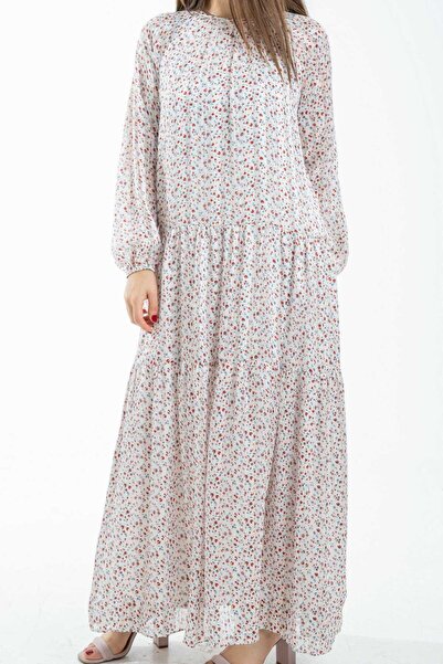 Nichii Long Floral Women's Dress with Long Sleeves