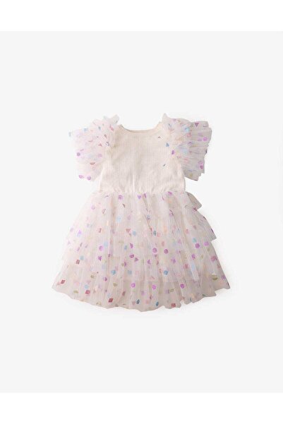 Gingersnaps Girls' Ruffled Layered Polka Dot Dress with Short Sleeves