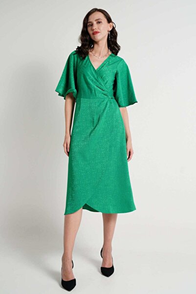 mica Solid Color Short Sleeve Midi Dress