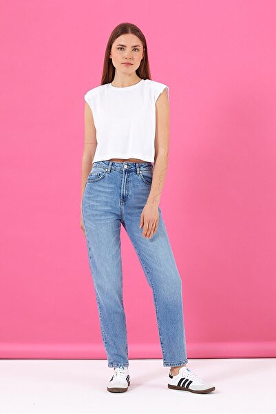 VENA Maria Med Blue Slim Mom Jean Pantaloni-Med Blue