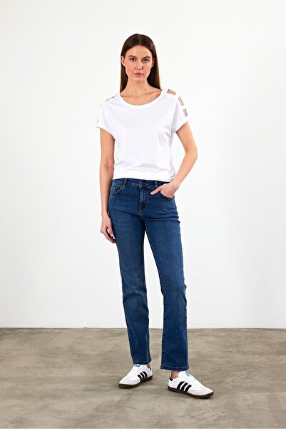 VENA Дамски тъмносини дънки Gabriel с права кройка (лиосел)