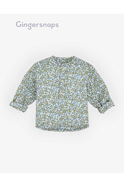 Gingersnaps Boys' Floral Half-Collar Baby Shirt