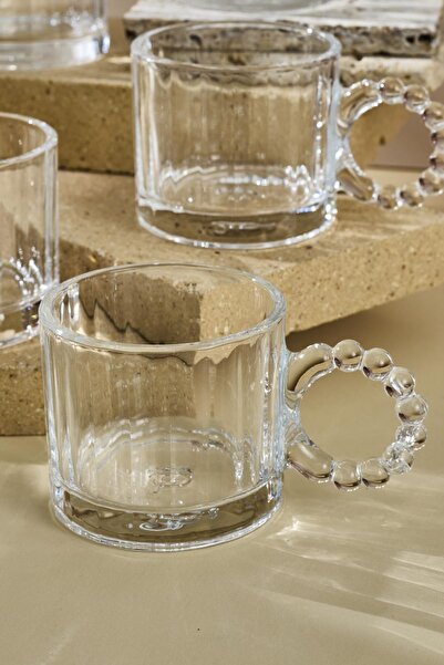 Perotti Ringo Stone 100ml Glass Cup with 6 Bead Handles Espresso and Turkish Coffee Cup