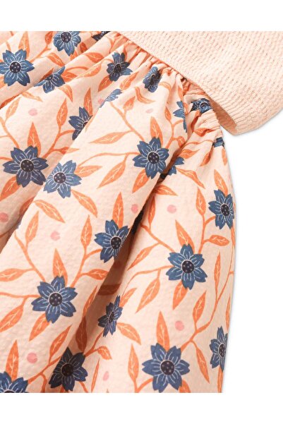 Gingersnaps Girls' Dress with Half Solid and Half Printed Neck Strap