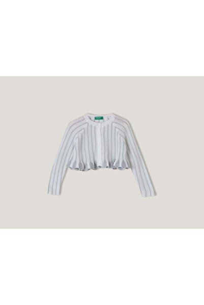 United Colors of Benetton Girls' Long Sleeve Ruffled Striped Blouse