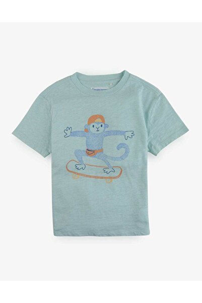 Gingersnaps تي شيرت للأولاد برقبة دائرية وطبعة قرد على الصدر