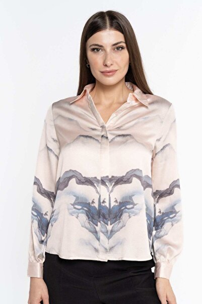 Nichii Women's Long Sleeve Striped Button-Up Shirt