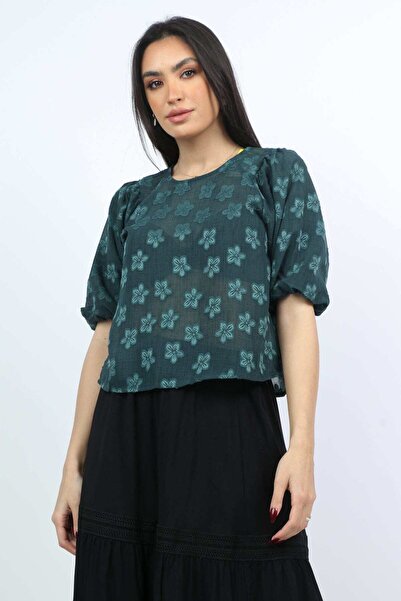 mica Floral Lace Blouse with Back Opening