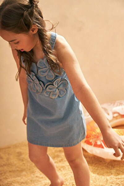 Gingersnaps Girls' Floral Decorated Midi Dress with Straps