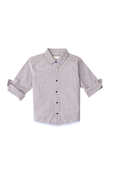 Gingersnaps Boys' Long Sleeve Checkered Polo Shirt with Front Buttons