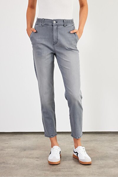 VENA Norah Grey Παντελόνι τζιν με ελαστική μέση-Γκρι