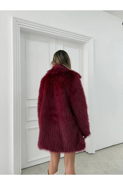 VESS MODA Dámský luxusní dlouhý kabát z umělé kožešiny