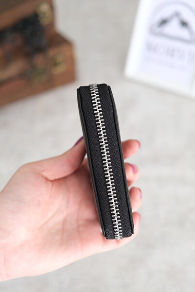 Norvi Leather Zippered Unisex Card Holder Wallet