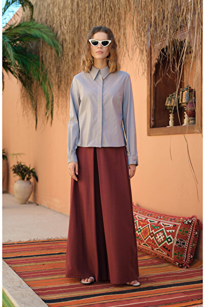 Fatma Atasoy Keten Bordo Etek Pantolon