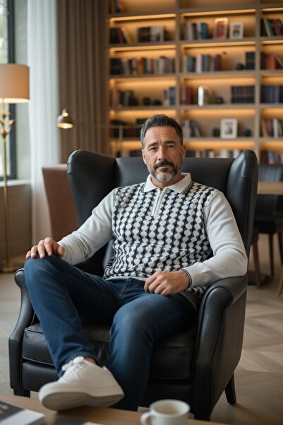 Kamalı Чоловіча кофта з трикотажу, комір-поло, застібка-блискавка, не кошлатиться, трикотаж, зимова кофта для тата