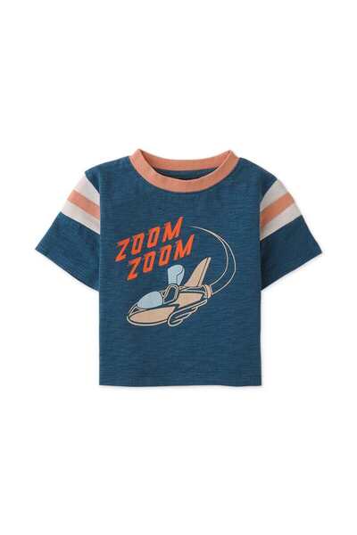 Gingersnaps Boys' Short Sleeve Newborn T-Shirt with Front Print
