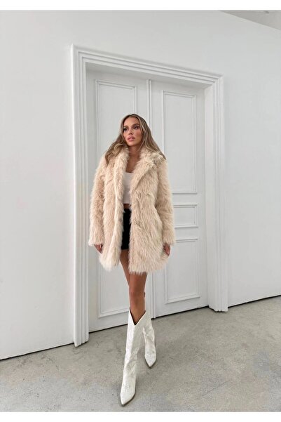 VESS MODA Жіночий преміум-якісний довгий штучний хутряний пальто